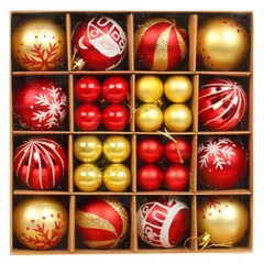 Forhomelife クリスマスボール 44個入り クリスマス オーナメント 飾り付け 6cm・3cmボールセット クリスマスツリー 飾り デコレーションボール おっしゃれ 赤金 1