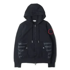 MONCLER モンクレール パーカー ネイビー 紺 サイズ:S | ダウン切替 フルジップ スウェットパーカー (MAGLIA CARDIGAN) | トップス フーディー【メンズ】【中古】