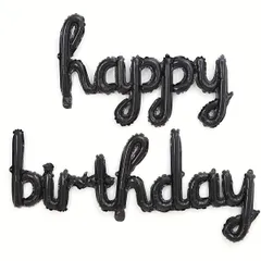 【選べる3色】誕生日 飾り付け ハッピーバースデー 連結文字バルーン アルミホイル風船 パーティーデコレーション イベント 記念日 お祝いに最適【黒】