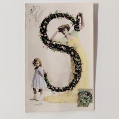 花輪の数字 ― 新しい年の入口 少女 フランス ヴィンテージ ポスト