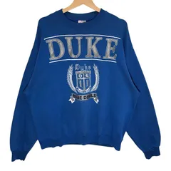 90's vintage 90年代 ヴィンテージ Hanes ヘインズ ACTIVE WEAR DUKE デューク大学 カレッジプリント スウェット トレーナー 長袖 フロントプリント オーバーサイズ ビッグシルエット USA製 XXLサイズ ブルー