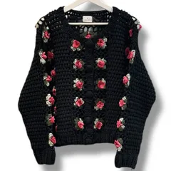 merry jenny メリー ジェニー クロシェカーディガン 2822522600501-01 手編み風 花柄 ニットカーディガン カーディガン 黒 花モチーフ FREEサイズ レディース 冬 ゴーゴー古着マルイ草加店3118