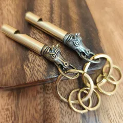 馬モチーフ ホイッスル キーホルダー 防犯防災 開運 風水 縁起物 お守り 厄除け 真鍮雑貨 ギフト対応 　G07ゴールド　S07シルバー