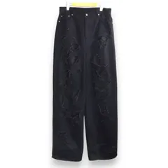 EMOSTANCECLUB DESTROYED BAGGY WIDE JEANS BLACK サイズS エモスタンスクラブ デストロイド バギー ジーンズ デニム ボトムス 大名店