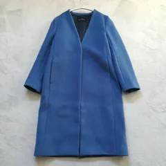 美品　グリーンレーベルリラクシング ノーカラーコート ロングコート ウール 36 green label relaxing