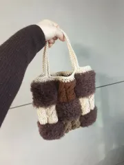 ハンドメイド ファー 編み バッグ