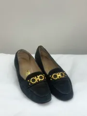 FERRAGAMO フェラガモ ブラック スウェード ローファー