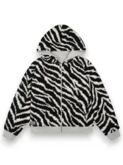 DENIM TEARS ゼブラ シアリング ラインド リバーシブル ジップ フーディー