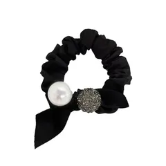 パール リポン ヘアゴム キラキラ シュシュヘアアクセサリー ヘアアレンジ 韓国 サテンフリル 髪留め 髪飾り パーティー 二次会