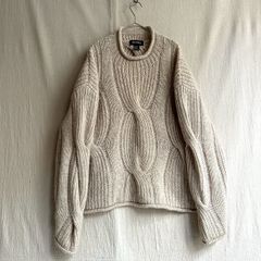 WOOL100% アイルランド製フィッシャーマン　アランニット　カーディガン アイルランド製 Vintage アラン ニット カーディガン/ ウール 生成り