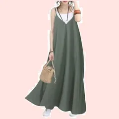レディース 夏 【とても薄手でサラサラした軽い生地】 ロングワンピース キャミワンピース 肩ひも調整 マタニティ [Ressh.N] Aライン フレア