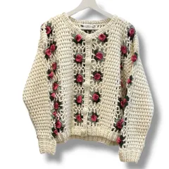 merry jenny メリー ジェニー クロシェカーディガン 282252600501-01 手編み風 花柄 ニットカーディガン カーディガン 白 花モチーフ FREEサイズ レディース 冬 ゴーゴー古着マルイ草加店3119