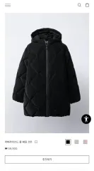 ZARA（ザラ） ブラック キルティング ラバーライズド ロング ダウン コート 164cm