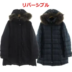 クミキョク 組曲 KUMIKYOKU ダウンコート リバーシブル フード ファー ダウン90％ ネイビー 紺 チェック グリーン 緑 ネイビー 紺 ホワイト 白 レッド 赤 2