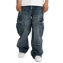 PRO CLUB HEAVYWEIGHT BAGGY FIT DENIM CARGO PANT 32pc0606 プロクラブ デニムカーゴパンツのサムネイル