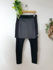 PUMA 起毛スカート レギンス スカートレギンス 66 ブラック ボーダー柄 M