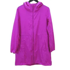 ユニクロ UNIQLO 長袖 ウインドブレーカー ロング丈 フード付き M ピンク系 フルジップ 