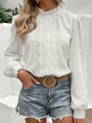 新品⭐︎大きいサイズブラウス白4L⭐︎長袖エレガントなレーストップスフォーマルなどにも