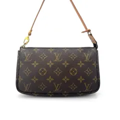 ルイヴィトン モノグラム ポシェット アクセソワール アクセサリーポーチ ハンドバッグ ブラウン PVC レザー