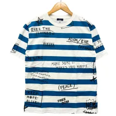 URBAN RESEARCH アーバンリサーチ 文字プリント ボーダー 半袖Ｔシャツ ホワイト×ブルー サイズ38 正規品 / 53692