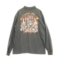 VINTAGE (ヴィンテージ) 90S Harley Davidson 3D Emblem Leader of The Pack ハーレーダヴィットソン プリント ロングスリーブ 長袖Tシャツ ブラック
