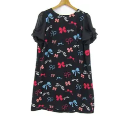 ローズティアラ ワンピース トップス 半袖 リボン柄 大きいサイズ レディース 42サイズ ネイビー Rose Tiara 【中古】