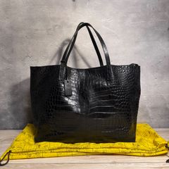 美品 希少 サンローラン トートバッグ 肩掛け A4可 クロコ型押し ロゴ 