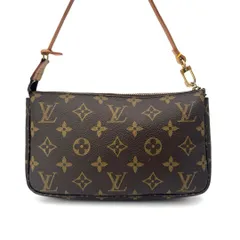 ルイヴィトン モノグラム ポシェット アクセソワール アクセサリーポーチ ハンドバッグ ブラウン PVC レザー