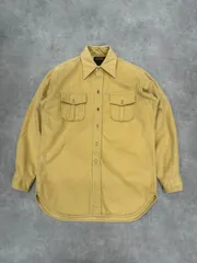 80s Eddie Bauer L/S chamois shirt エディーバウアー シャモア ネルシャツ 毛足長め 黒タグ イエロー