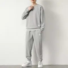 新品 ワッフル 上下セット メンズ セットアップ 長袖 トレーナー ロングパンツ スウェットパンツ ウエストゴム ボトムス カジュアル おしゃれ かっこいい 重ね着風 通勤 通学 部屋着 運動着 ファッション 秋新作 新作 mlhsw