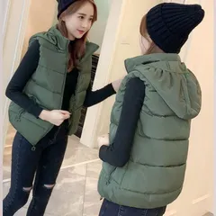 新品 ダウンベスト レディース 中綿ベスト ノースリーブ トップス フード付 前開き 可愛い おしゃれ カジュアル 秋冬 暖かい 防寒対策 保温  軽量 着痩せ mleno