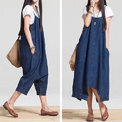 新品 レディース デニム サロペット ワンピ 2way オーバーオール ワイド パンツ mlwtv