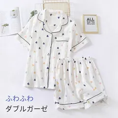 新品 パジャマ 綿100% レディース ダブルガーゼ ルームウェア 二重ガーゼ 可愛い 前開き ナイトウェア 半袖＆短パン 上下セット 部屋着 カジュアル 母の日 通気性 mldvl