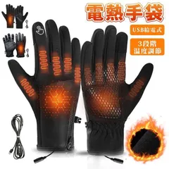 新品 電熱手袋 ヒーター付き USB給電式 未使用 3段階温度調節 スマホ対応 男女兼用 撥水 ホットグローブ 電熱グローブ バイク 自転車 急速加熱 ヒーター内蔵手袋 柔らかい ファスナー付き グローブ 手袋 バイク mlssn