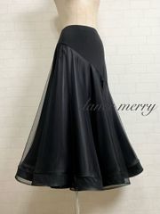 新品 社交ダンス 紺 ネイビー トップス シフォン バルーン袖 ワルツ