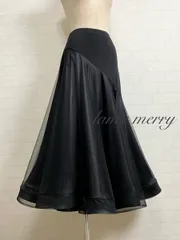 新品　豪華　社交ダンス　スカート　黒　パーティ　ワルツ　ステージ　4840