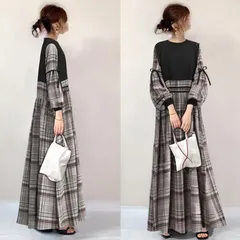 新品 長袖ワンピース   レディース チェック柄 ワンピース   長袖 春夏秋 シャツワンピース   襟付き 柔らかい チェックシャツワンピース   きれいめ 丸襟 ワンピ 大きいサイズ  体型カバー mlnum