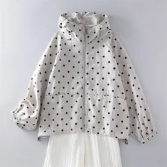 新品 パーカー コート ドット レディース 新作 フード付き 長袖 アウター 綿麻調 綿 シャツ ブラウス ジャケット トップス ファスナー 水玉 ゆったり 前開き 羽織り 着痩せ 春 夏 秋 ポケット レトロ 大人 カジュアル お洒落 mlqgf