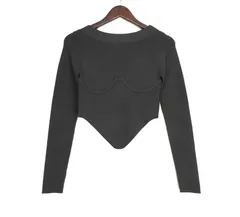 ヌル null. 【 153WNT255023 】 ビスチェ リブ ニット トップス ロングスリーブ カットソー　47512