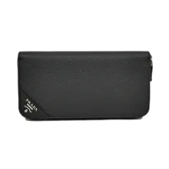 【名東】プラダ ラウンドファスナー長財布 ブラック 黒 シルバー金具 ウォレット サフィアーノ 2ML317 小物