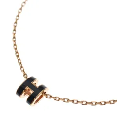 HERMES (エルメス) ポップアッシュH ネックレス ペンダント チェーン ピンクゴールド ブラック GP