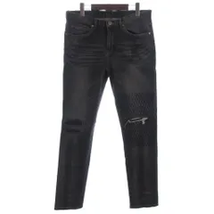 ロエン Roen デニムパンツ ダメージ加工 スカル ラインストーン ジーンズ 黒 ブラック L ■ECT