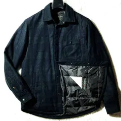 ナノユニバース×西川ダウン★モデル着用 完売★上品スコティッシュ★ブラックウォッチ チェック フランス産ダウンジャケット 長袖シャツ M