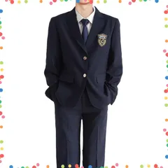 【在庫セール】卒業式 入学式 学生服 学園祭 学生服 高校制服 スクール 文化祭 制服 バッジ cosplay ネクタイ ズボン 仮装 シャツ スクールブレザー 男子 メンズ メンズ 5点セット コスチューム コスプレ [QOOLY]
