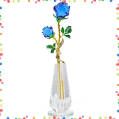 【在庫処分】バラ 造花 インテリア クリスタルフラワー おしゃれ 母の日 ギフト k9 花 【正規品】 人気 彼女 妻 誕生日 女性 退職 還暦 送別品 記念日祝い プレゼント 女性 卒業祝い 人気 枯れない花 Qianwei 薔薇 ギフト（青い薔薇）