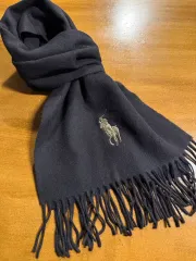 ポロラルフローレン 1990年代 ポニー刺繍 ラムウール マフラー ブラック