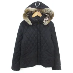 ビドンナ B donna 中綿ジャケット キルティングジャケット フード付き ミドル丈 スタンドカラー 総裏地 ジップアップ ラビットファー F 黒 ブラック /FF1