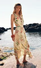 ザラ フローラル カットアウト ロング ONE PIECE ZARA リゾート ビーチ 3468 317