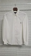 L ポロ ラルフ ローレン 白 スリムフィット コットン 綿100％ オックスフォードシャツ L