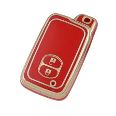 Kinotaka トヨタ専用設計 TPU製スマートキーケース プリウス30系・プリウスα・アクア・86・ヴィッツ・カローラ など2ボタンスマートキーカバー… (レッド2)
